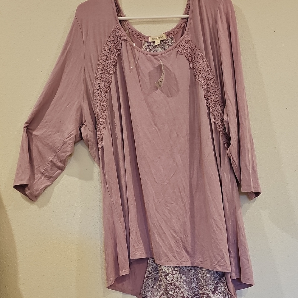 Loralette Lavender Tunic with Lace Detail